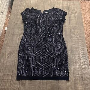 Vince Camuto Navy Sequin Mini Dress